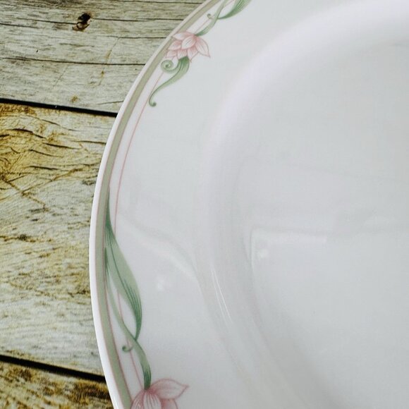 Royal Rego SERENA Restaurant Ware Pink Flower Porcelain White Dinner Plate Set 4 - Picture 13 of 16